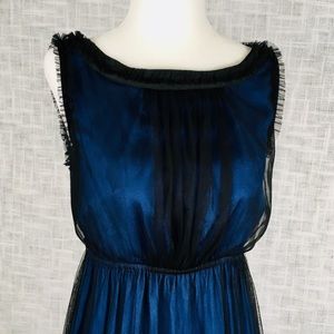 Moulinette Soeurs Anthropology blue silk dress xs